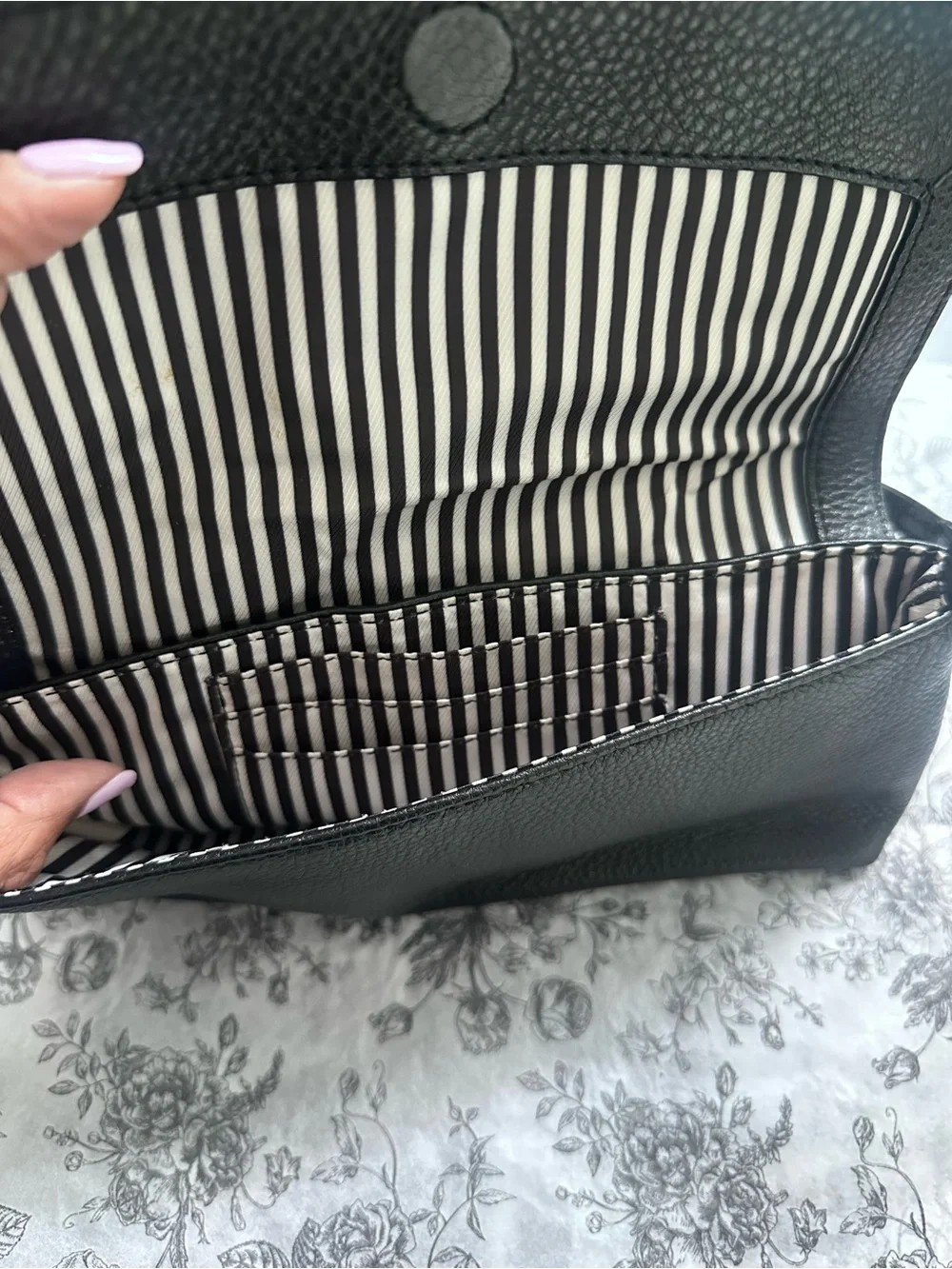 Kate Spade Black Pebbled Leather Clutch Shoulder Bag